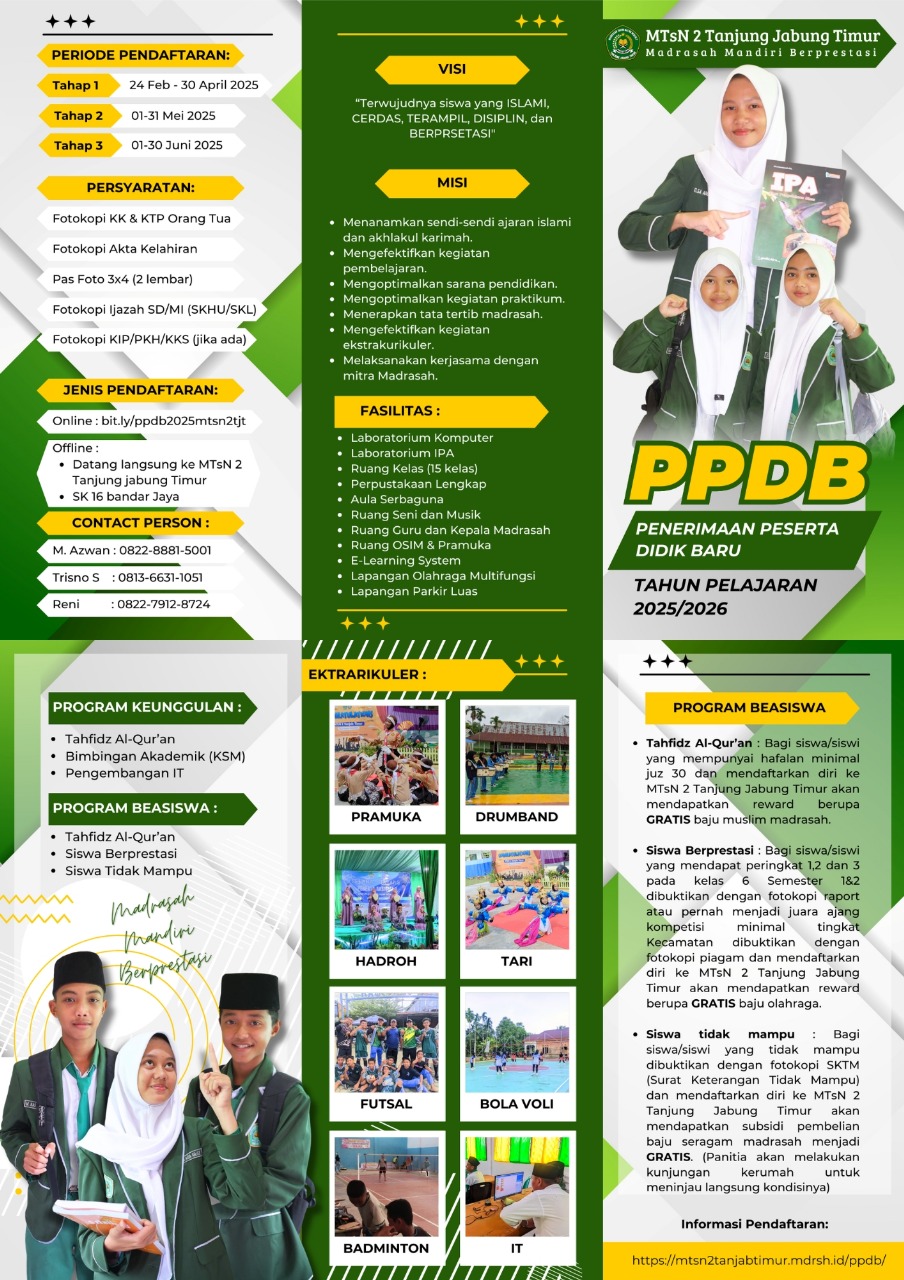ðŸ“¢ PPDB MTsN 2 Tanjung Jabung Timur 2025/2026 ðŸ“¢