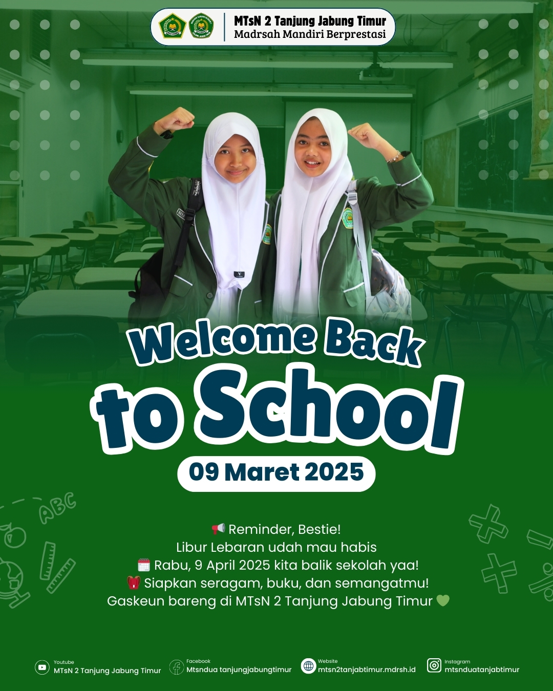 MTsN 2 Tanjung Jabung Timur Siap Sambut Siswa Kembali ke Sekolah Setelah Libur Lebaran MTsN 2 Tanjung Jabung Timur Siap Sambut Siswa Kembali ke Sekolah Setelah Libur Lebaran