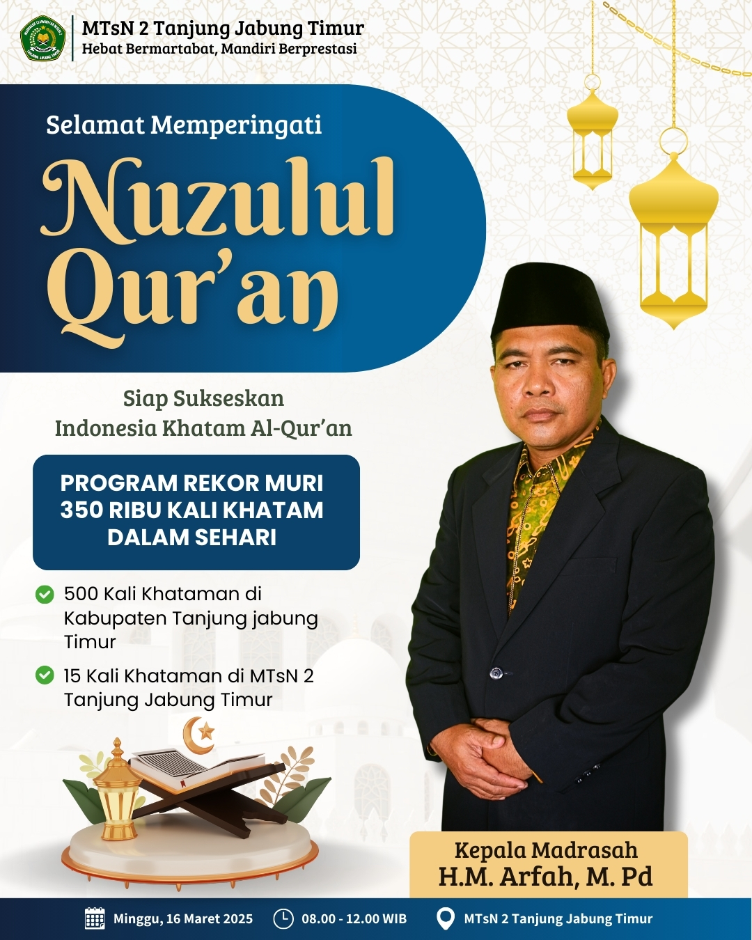 MTsN 2 Tanjung Jabung Timur Siap Sukseskan Program Rekor MURI Khatam Al-Qur’an 350 Ribu Kali MTsN 2 Tanjung Jabung Timur Siap Sukseskan Program Rekor MURI Khatam Al-Qur’an 350 Ribu Kali